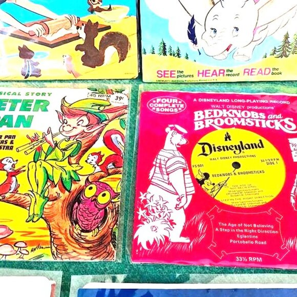 11 Musical STORY LP 45 RPM Walt Disney Disney Land Record Bambi Snow White Peter - Picture 3 of 10